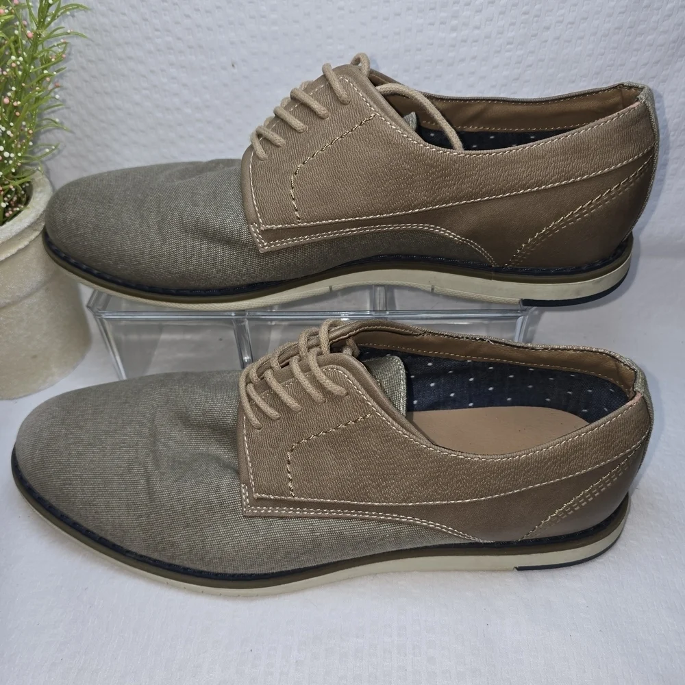 HAWKER RYE MENS ABELU CANVAS SPORT DERBY SHOE BEIGE TAN SIZE 10